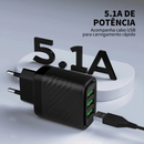 Carregador Completo TURBO 03 Entradas USB 5.1A com Cabo TIPO-C de 1 Metro INOVA CAR-3248C