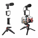 Suporte para Celular com Tripé Luz LED para Streaming Podcast Self com Microfone Kapbom KA-5673 / KA-ZP115