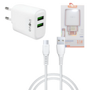 Carregador Completo 02 Entradas USB 3.1A com Cabo TIPO-C de 1 Metro INOVA CAR-12820C