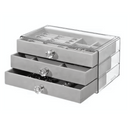Maleta Porta Joias Expositor de Luxo 3 Gavetas Veludo Acrílico L&T LD-1018
