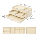 Maleta Porta Joias Expositor de Luxo 3 Gavetas Veludo Acrílico L&T LD-1018